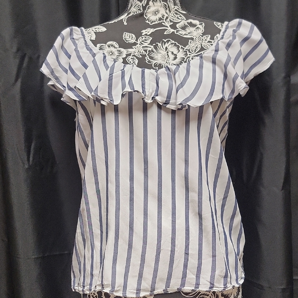 Striped Blue and White Women's Top